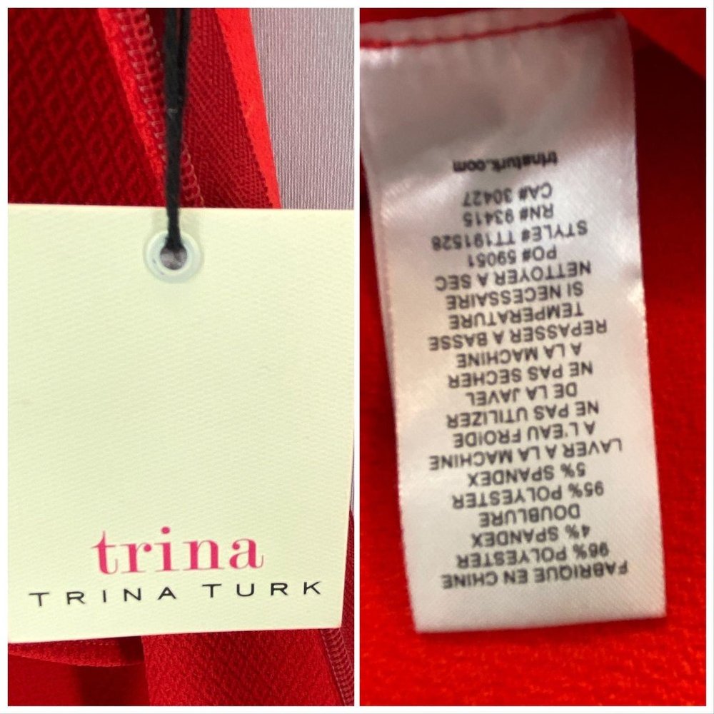 Dress NWT Grecian Neckline Cold Shoulder Red Trina - Picture 6 of 6